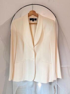 NWT Kasper Women's Cream Single-Button Shawl-Collar Blazer size 12P
